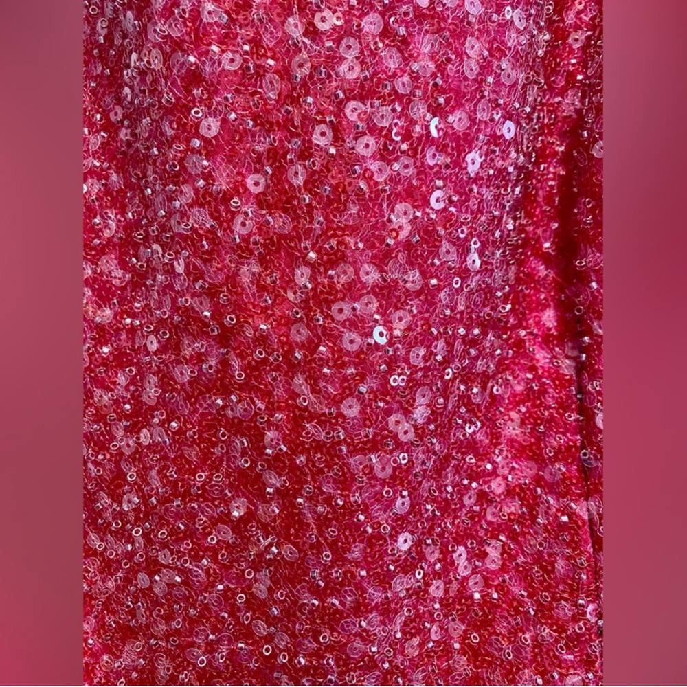 Nadine Merabi Evie beaded and feather hot pink dress - Picture 8 of 13